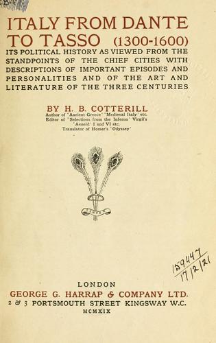 Italy from Dante to Tasso, 1300-1600