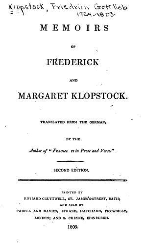 Memoirs of Frederick and Margaret Klopstock