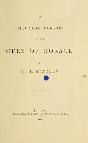 A metrical version of the odes of Horace