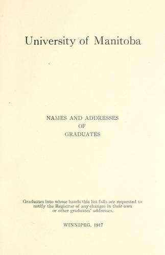 Names and addresses of graduates in Arts, Science, Law, Engineering, Agriculture, Medicine, Pharmacy, etc.