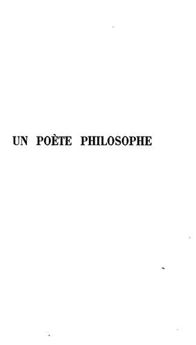 Un poète philosophe: Sully Prudhomme