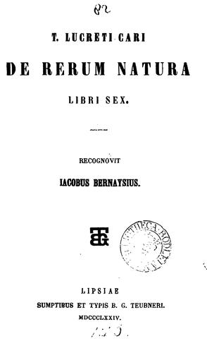 T. Lucreti Cari De rerum natura libri sex