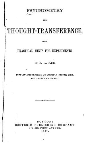 Psychometry and Thought-transference: With Practical Hints for Experiments