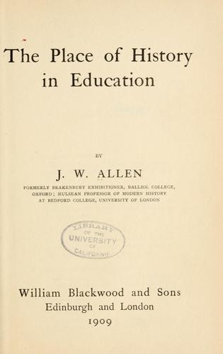 The place of history in education