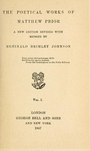 The poetical works of Matthew Prior.