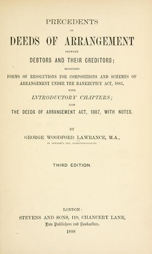 Precedents of deeds of arrangement between debtors and their creditors