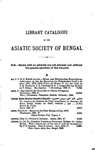 A Catalogue of Printed Books in European Languages in the Library of the Asiatic Society of Bengal