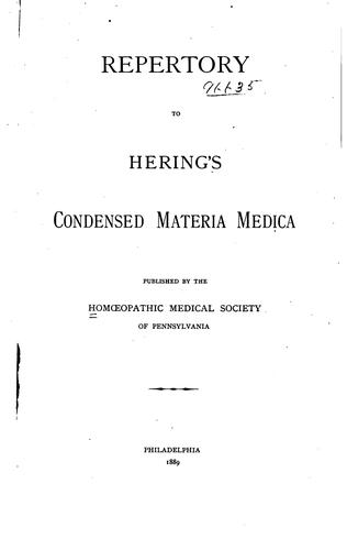 Repertory to Hering's Condensed Materia Medica
