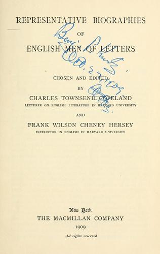 Representative biographies of English men of letters