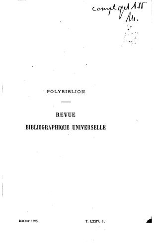 Polybiblion: Revue bibliographique universelle