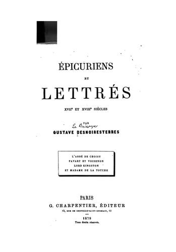 Épicuriens et lettrés: XVIIe et XVIIIe sie?cle