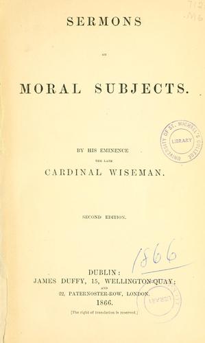 Sermons on moral subjects