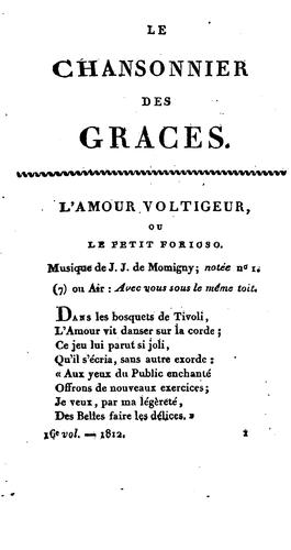 Le chansonnier des graces: avec la musique gravée des airs nouveaux