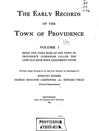 The Early Records of the Town of Providence