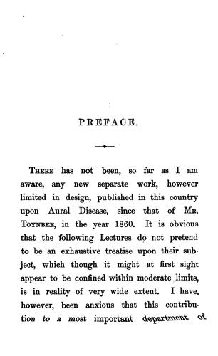 Lectures on aural catarrh: Or, the Commonest Forms of Deafness and Their Cure