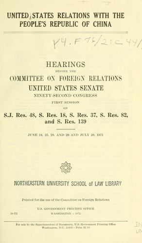 United States relations with the People's Republic of China