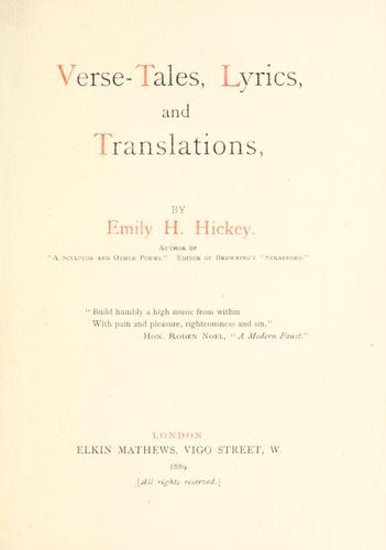 Verse-tales, lyrics, and translations