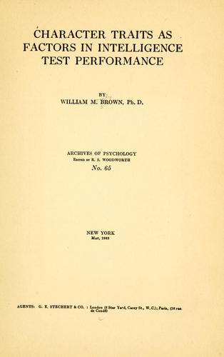 Character traits as factors in intelligence test performance
