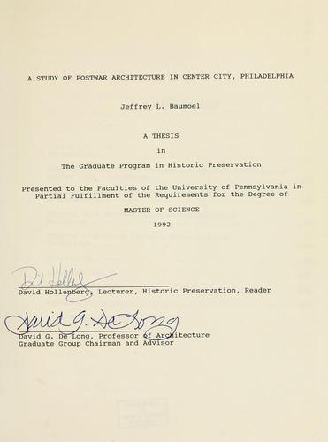 A study of postwar architecture in Center City, Philadelphia