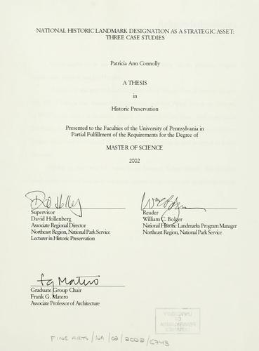 National historic landmark designation as a strategic asset