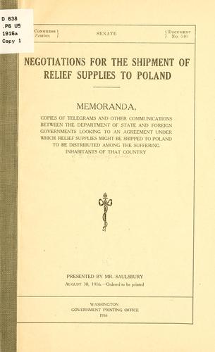 Negotiations for the shipment of relief supplies to Poland.