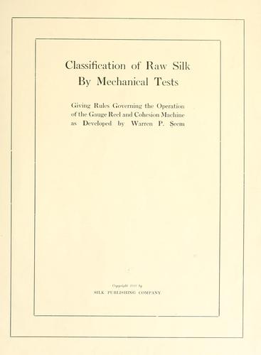 Classification of raw silk by mechanical tests