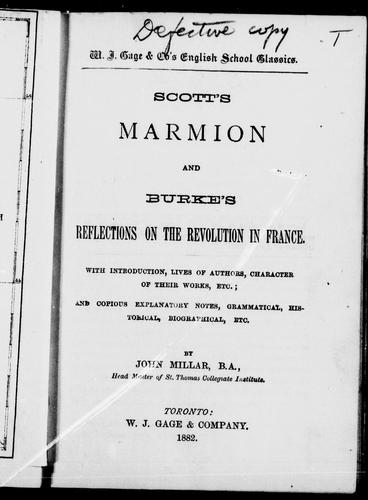 Scott's Marmion and Burke's Reflections on the Revolution in France
