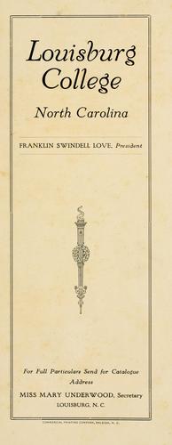 Louisburg College, North Carolina, 1802-1918.