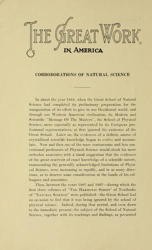 The Great work in America ...