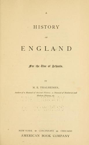 A history of England for the use of schools.