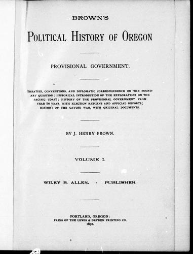 Brown's political history of Oregon