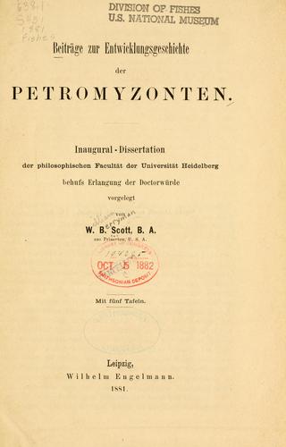 Beiträge zur Entwicklungsgeschichte der Petromyzonten.