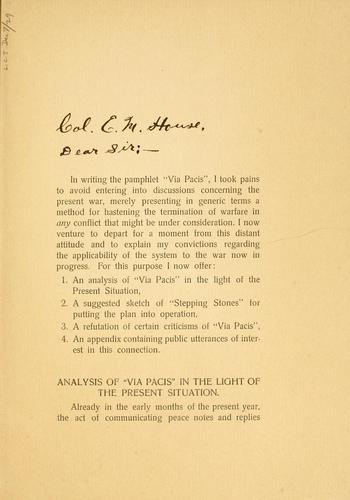 Via pacis; further considerations concerning "How terms of peace can be automatically prepared while the war is still going on"