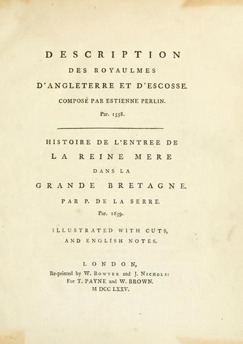 Description des royaulmes d'Angleterre et d'Escosse
