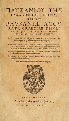 Pausaniæ accurata Graeciae descriptio