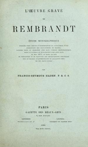 L' oeuvre gravé de Rembrandt