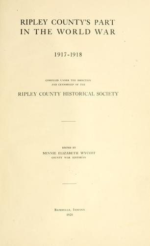 Ripley County's part in the world war, 1917-1918