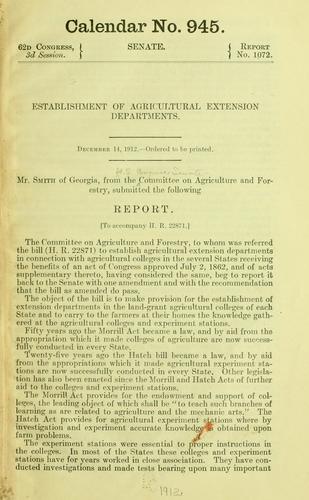 Establishment of agricultural extension departments ...