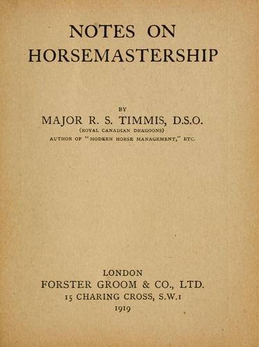 Notes on horsemastership