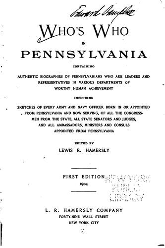 Who's who in Pennsylvania: A Biographical Dictionary of Contemporaries