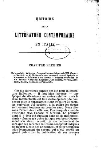 La littérature contemporaine en Italie: dernière période 1883-1896