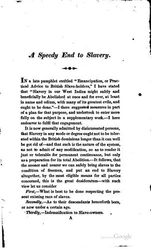 A Speedy End to Slavery in Our West India Colonies: by safe, effectual, and ...
