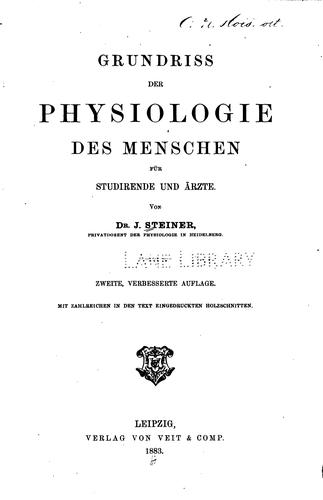 Grundriss der Physiologie des Menschen