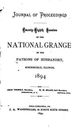 Journal of Proceedings of the National Grange of the Patrons of Husbandry