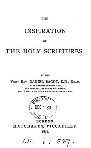 The inspiration of the holy Scriptures