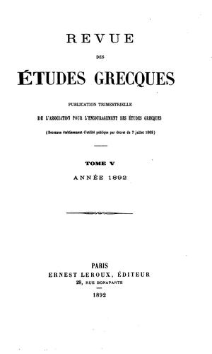 Revue des études grecques