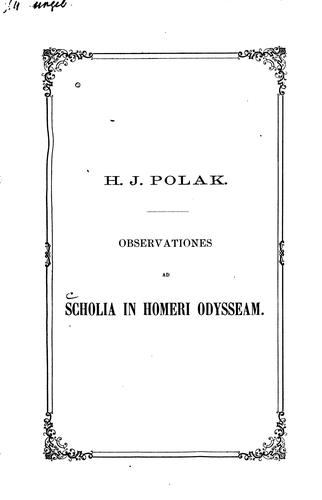 Observationes ad scholia in Homeri Odysseam