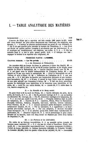 Pline le Jeune et ses héritiers: Tables générales