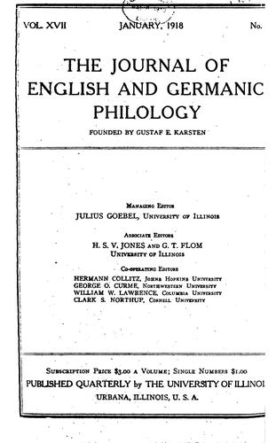 The Journal of English and Germanic Philology: A Quarterly Devoted to the ...