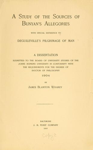 A study of the sources of Bunyan's allegories